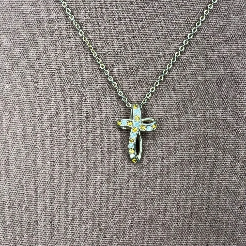 Vintage, Sterling Silver Gold Tone Spiral Cross Twisted Link Chain Clasp Closure